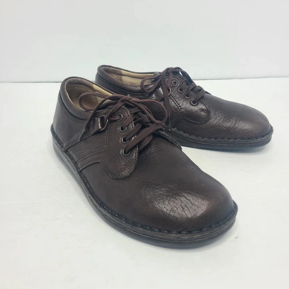 Finn Comfort Brown Leather Earthy Rustic Oxford‎ Sneaker Shoes EU 38 US 8W 6M